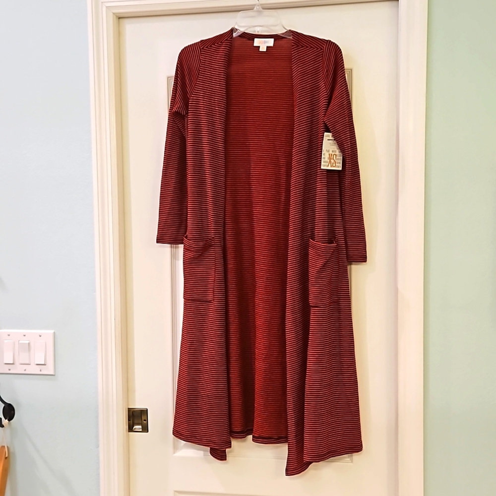 LulaRoe Sarah long cardigan orange & black, XS